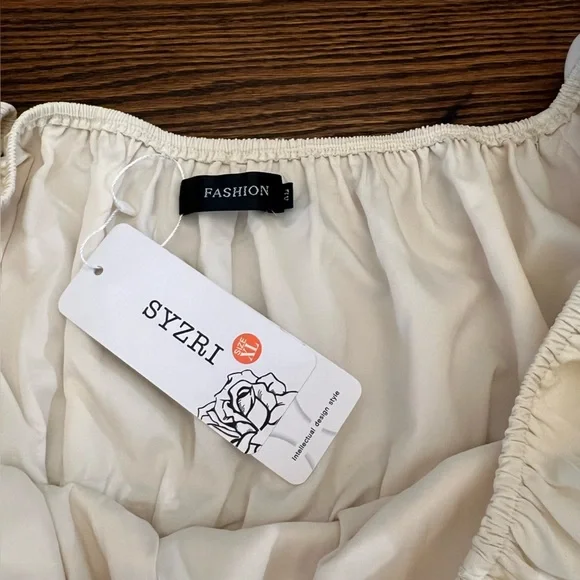 Amazon | Cream Puff Sleeve Dress - Picture 6 of 6